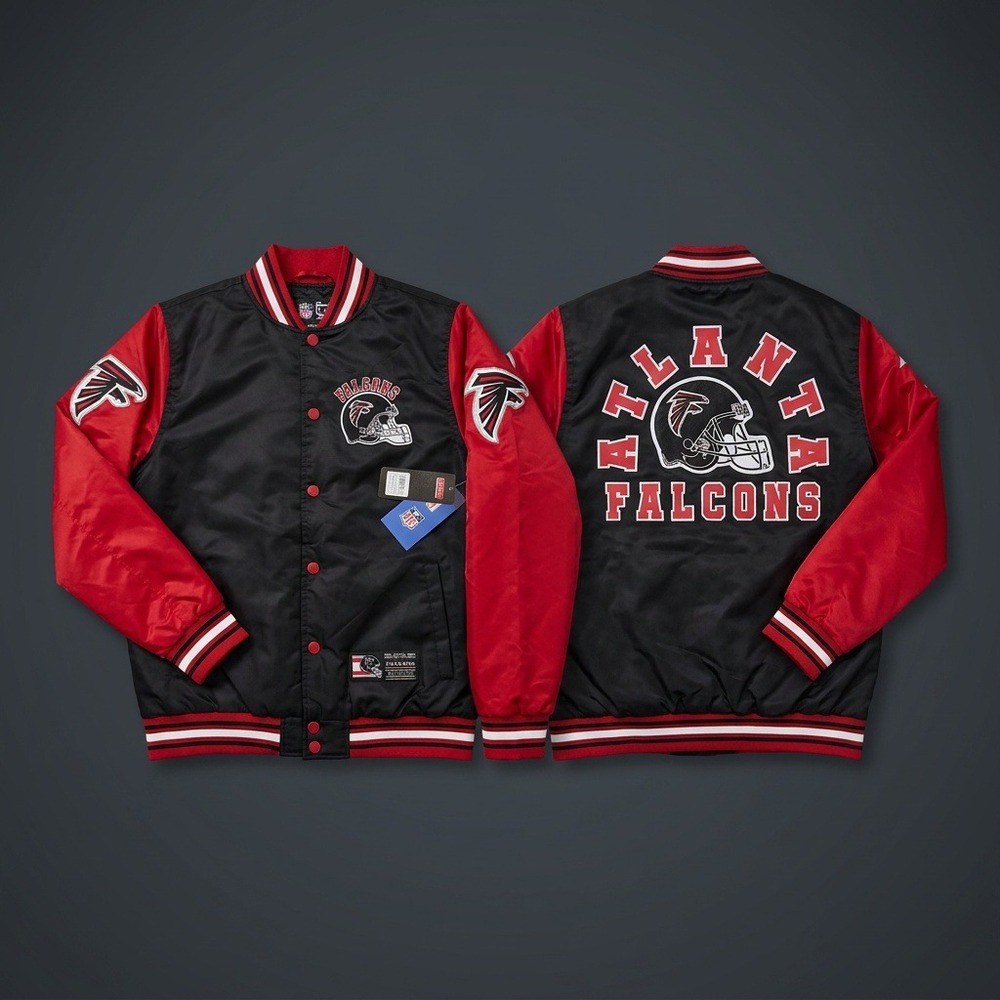 NFL Ultra Game Atlanta Falcons Varsity Jacket Kids XL 18-20 Black Red QOYH793F